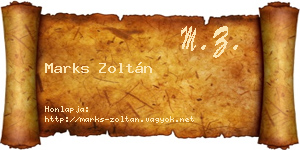 Marks Zoltán névjegykártya